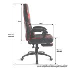 Spirit of Gamer szék - MUSTANG Red (állítható dőlés/magasság; kihajtható lábtartó; max.120kg-ig, piros)