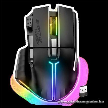 Spirit of Gamer Egér vezeték nélküli - PRO-M5 Wireless (Optikai, 8000DPI, 8 gomb, fekete)