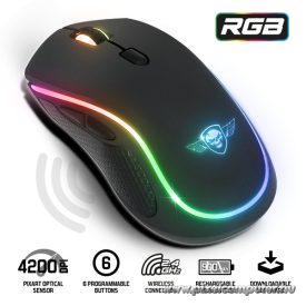   Spirit of Gamer Egér Vezeték nélküli - PRO-M9 (Optikai, 4200DPI, 6 programozható gomb, Max.: 10m, fekete)