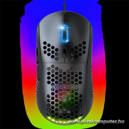 Spirit of Gamer Egér - S-PM4 RGB (Optikai, 12800DPI, 6 gomb, harisnyázott kábel, fekete)