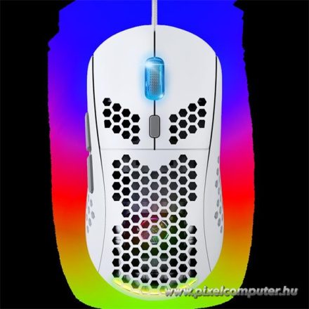 Spirit of Gamer Egér - S-PM4 RGB Arctic (Optikai, 12800DPI, 6 gomb, harisnyázott kábel, fehér)