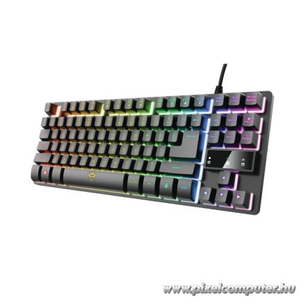 Trust Billentyűzet Gamer - GXT 833 Thado (RGB LED háttérvilágítás; TKL méret; USB; fekete; magyar)