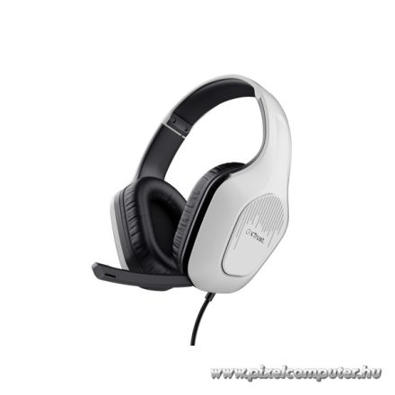 Trust Fejhallgató - GXT415 Zirox (multiplatform; nagy-párnás; mikrofon; hangerőszabályzó; 3.5mm jack; fehér)