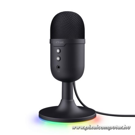 Trust Mikrofon - GXT234 Yunix (Studió design; 3,5mm jack + USB adapter; 180cm kábel; LED; állvány; fekete)