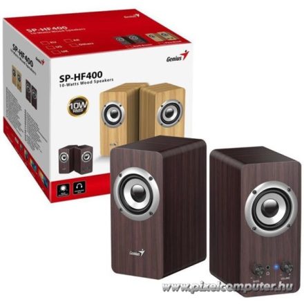 Genius Hangszóró 2.0 - SP-HF400 (10W, Wood, Sötét barna)
