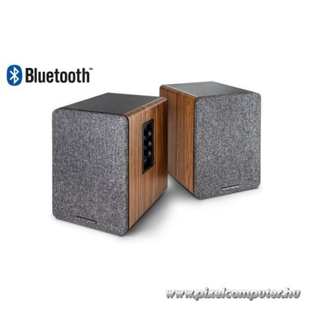 WaveMaster Hangszóró 2.0 - BASE (30W RMS, Bluetooth, RCA, Barna fa és szürke)