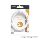 Delight kábel - USB-C töltőkábel (USB-C apa be-/kimenet; 2m, fehér)