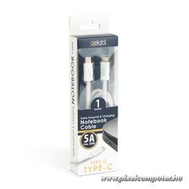   Delight kábel - Type-C - Type-C  töltőkábel - adatkábel  5 A - 240 W, 1m, fehér