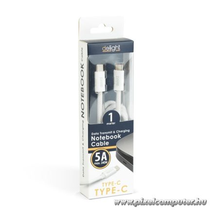 Delight kábel - Type-C - Type-C  töltőkábel - adatkábel  5 A - 240 W, 1m, fehér