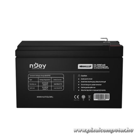 NJOY Szünetmentes akkumulátor - HR09122F (12V/9Ah, High Rate Discharge,  Long-life, T2/F2, zárt, gondozás mentes, AGM)