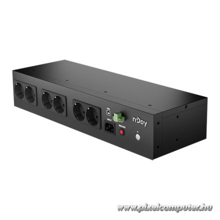 NJOY Szünetmentes 800VA - Theron 800 (8 Schuko, Off-line (VFD), USB menedzsment, 2U rack)