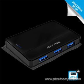   Advance USB Hub - XPAND STARTER HUB (USB-A to 4x USB-A3.0, fekete)