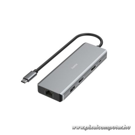 Hama USB HUB - 200142 (USB-C 9in1, 4xUSB 3.1, 2xUSB-C, 2xHDMI, 1xLAN, 100W PD, szürke)