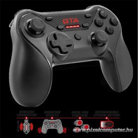   Advance Gamepad Vezeték Nélküli - GTA Gamepad (USB, 12 gomb, PC és PS3 kompatibilis, fekete-piros)