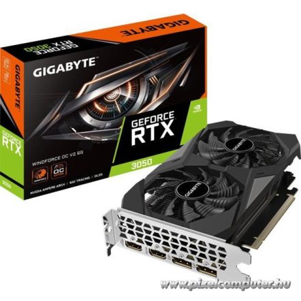 Gigabyte Videókártya - nVidia RTX 3050 WINDFORCE OC V2 (6144MB, GDDR6, 96bit,  2xHDMI, 2xDP)