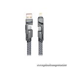 Cable 4in1 USB C / USB A to USB C / Lightning Forcell F-Energy QC PD 3A 60W 1 m C241 chrome