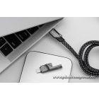 Cable 4in1 USB C / USB A to USB C / Lightning Forcell F-Energy QC PD 3A 60W 1 m C241 chrome