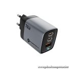 Phone charger Forcell F-Energy GaN III 2 x USB C + USB A QC4.0 3,45A PD 70W SAM SFC2.0 with display LCD VT-37 gray