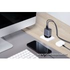 Phone charger Forcell F-Energy GaN III 2 x USB C + USB A QC4.0 3,45A PD 70W SAM SFC2.0 with display LCD VT-37 gray