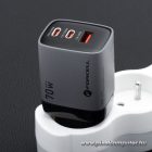 Phone charger Forcell F-Energy GaN III 2 x USB C + USB A QC4.0 3,45A PD 70W SAM SFC2.0 with display LCD VT-37 gray