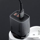Phone charger Forcell F-Energy GaN III 2 x USB C + USB A QC4.0 3,45A PD 70W SAM SFC2.0 with display LCD VT-37 gray