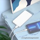 HOCO J100 10000 mAh Powerbank – Kettős USB Kimenet / Kompakt Fehér Külső Akkumulátor