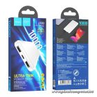 HOCO J100 10000 mAh Powerbank – Kettős USB Kimenet / Kompakt Fehér Külső Akkumulátor