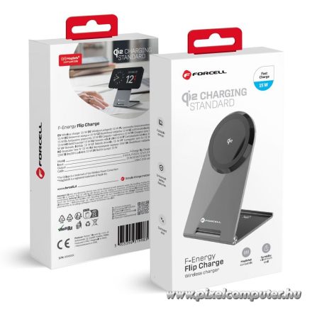 Wireless charger Forcell F-Energy Flip Charge USB C Qi2 15W compatible with MagSafe silver 0INT