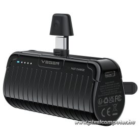   Powerbank Veger PlugOn (W0558) PD QC3.0 3A 20W 5000 mAh with a built-in connector Type C czarny