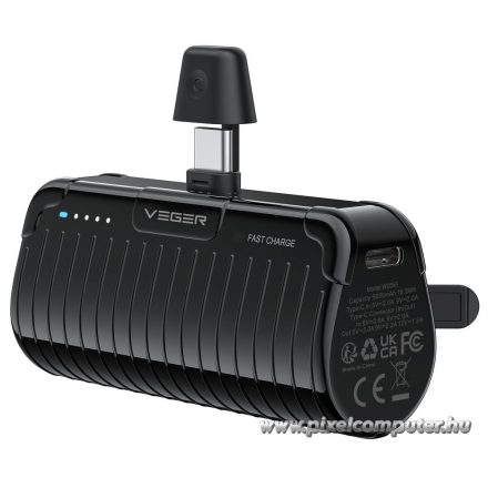 Powerbank Veger PlugOn (W0558) PD QC3.0 3A 20W 5000 mAh with a built-in connector Type C czarny