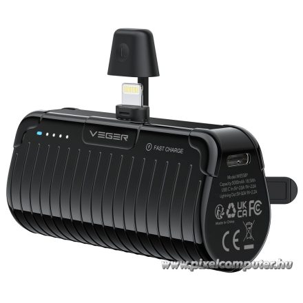 Powerbank Veger PlugOn (W0558P) PD QC3.0 2,4A 20W 5000 mAh with a built-in connector Lightning black