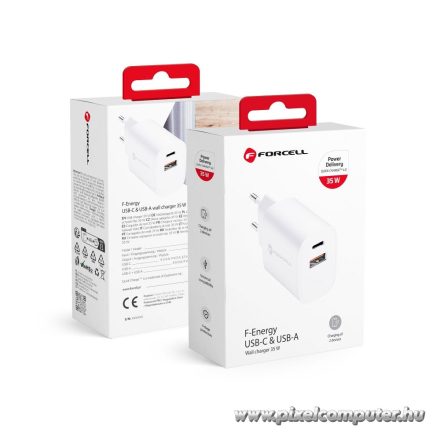 Phone charger Forcell F-Energy USB C + USB A QC4.0 PD 3A 35W TFK-TC-35WPD white