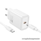 Phone charger Hoco USB C QC PD 20W + cable USB C to USB C N60 white
