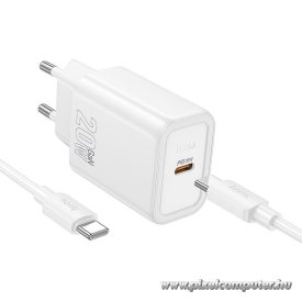   Phone charger Hoco USB C QC PD 20W + cable USB C to USB C N60 white