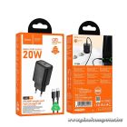 HOCO N60 hálózati töltő – 20W PD, USB-C, 60W USB-C – USB-C kábel (1 m)