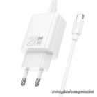 HOCO N61 Hálózati Töltő – 20W + 18W Dual Port, PD & QC 3.0, USB-C – USB-C Kábellel
