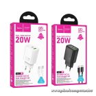 HOCO N61 Hálózati Töltő – 20W + 18W Dual Port, PD & QC 3.0, USB-C – USB-C Kábellel