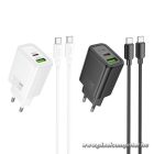 Phone charger Hoco USB A + USB C QC3.0 PD 3A 20W + cable USB C to USB C N61 black