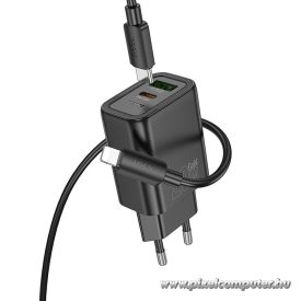   HOCO N61 hálózati töltő – 20W + 18W, dupla kimenet, Lightning kábel (1 m)
