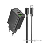 HOCO N61 hálózati töltő – 20W + 18W, dupla kimenet, Lightning kábel (1 m)