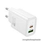HOCO N63 Hálózati Töltő – 30W + 18W Dual Port, PD & QC 3.0, EU Csatlakozó