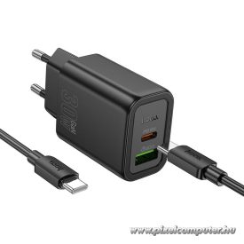   Phone charger Hoco USB A + USB C QC3.0 PD 3A 30W + cable USB C to USB C N63 black