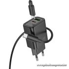 Phone charger Hoco USB A + USB C QC3.0 PD 3A 30W + cable USB C to USB C N63 black