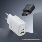 Phone charger Hoco USB A + USB C QC3.0 PD 3A 30W + cable USB C to USB C N63 black