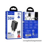 HOCO N63 Hálózati Töltő – 30W + 18W Dual Port, PD & QC 3.0, USB-C – Lightning Kábellel