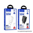 HOCO N63 Hálózati Töltő – 30W + 18W Dual Port, PD & QC 3.0, USB-C – Lightning Kábellel