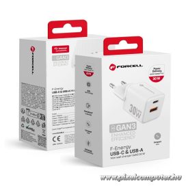   Phone charger Forcell F-Energy Mini GaN III USB C + USB A QC4.0 PD 30W VT-35 white 0INT