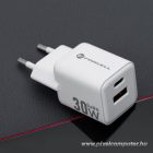 Phone charger Forcell F-Energy Mini GaN III USB C + USB A QC4.0 PD 30W VT-35 white 0INT