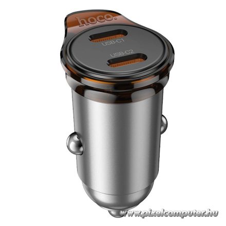 Car charger Hoco 2 x USB C PD QC3.0 45W NZ16B metal gray