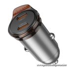 Car charger Hoco 2 x USB C PD QC3.0 45W NZ16B metal gray